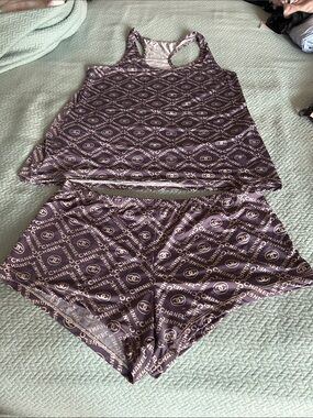 Purple Logo-Print Racerback Tank and Shorts Set Chanel vibe